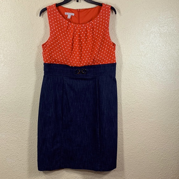 Dressbarn Denim Skirt Dress Embroidered 